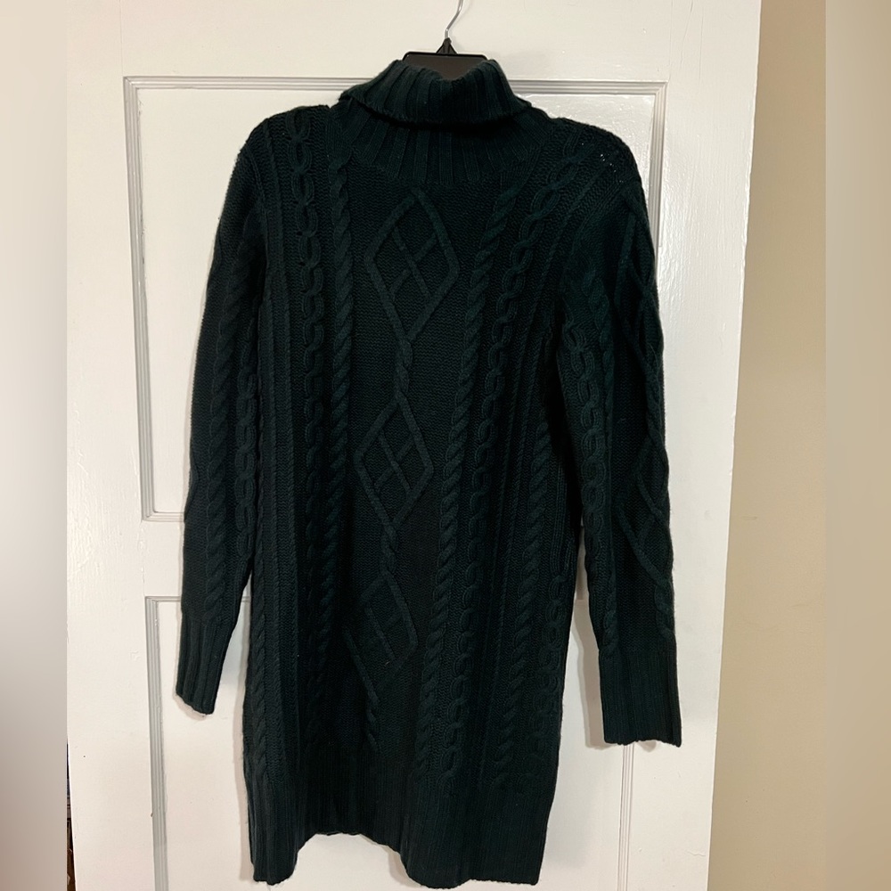 Never worn with tag Sofia Cashmere dark green sweater dress size M